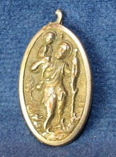 VINTAGE ST CHRISTOPHER ST JUDE PRAY FOR US DOUBLE-SIDED CATHOLIC MEDAL PENDANT picture