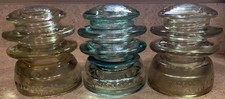 Lot of 3 Vintage Hemingray #56 Glass Insulators - 1 in Aqua and 2 in Clear Glass picture