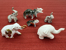 Lot of 6 Vintage Miniature Porcelain Elephant Figurines Limoges Hallmark Brinn's picture