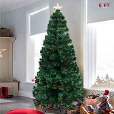 Christmas Tree Artificial Pencil Pre Lit  LCD Stand Pine Cone Evergreen Star 6' picture