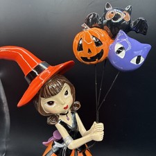 NWT Viral Bella Lux Halloween Witch Girl  Figure Holding Balloons Decor 15” picture