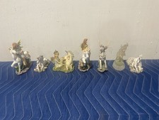 VINTAGE LOT OF 7 FAIRY & CHERUB FIGURINES WITH UNICORN/HORSE THEMES picture
