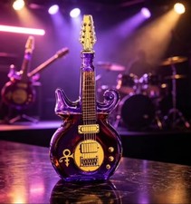 Prince Purple Guitar Liquor Whiskey Decanter Bottle New   picture