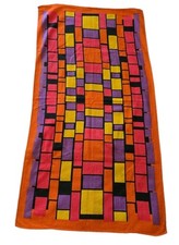 Rare 1960-70's Vintage Elegant A Jay Original Towel MOD GEOMETRIC Vibrant 50x27 picture