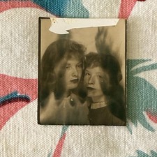 Vintage Photobooth Portrait Two Women Surreal Flames Strange Weird Oddity Photo picture