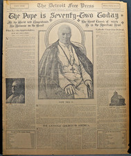 Rare 1907 Detroit Newspaper Page - Catholic Pope Pius X Turns 72 picture