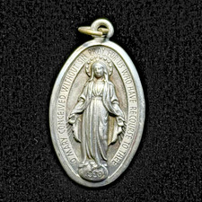 925 Sterling Silver Our Lady of the Miraculous Religious Medal 35mm Signed picture