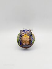 VINTAGE ANTIQUE CHINESE OWL ENAMELED CLOISONNE BRASS PILL/TRINKET/SNUFF BOX NICE picture