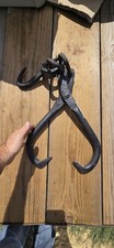 VINTAGE STEEL LOGGER LOG DOGS SKIDDING TONGS METAL HOOK TOOL Pull Drag Wood ICE picture