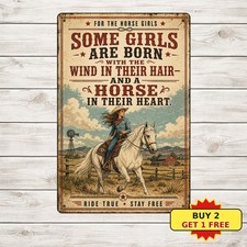 Retro Horse Lover Girls Typography Metal Sign Vintage Farmhouse Barn Decor picture