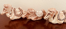 Signed M Guarino Handmade Ceramic Camel Figurines Set of 3 10” Art Pottery picture