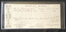 Bates Mill - Lewiston, ME Civil War Era Weaver Pay Check Dated Oct 1861 picture