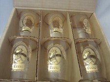 70's COORS BEER BARREL STYLE GLASS 5 Oz TASTING TUMBLER GLASSES WITH GOLD RIM picture