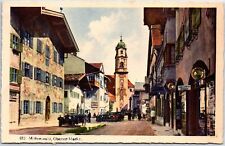 VINTAGE POSTCARD THE UPPER MARKET STREET SCENE IN MITTENWALD GERMANY 1920s picture