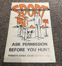 Vintage 1970's SPORT Pennsylvania Game Commission Poster - Ask Permission picture