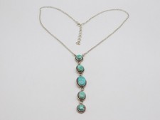 VINTAGE SOUTHWEST DESIGNER STERLING SILVER TURQUOISE STONE NECKLACE 18