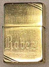 Vintage Zippo Lighter Gold Tone Engraved Robert Brushed Finish Collectible Pocke picture