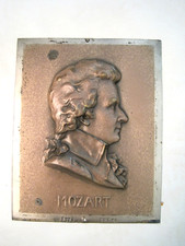 E. Schlipf Vintage Original Mozart Portrait Bronze Sculpture Art 3-D picture