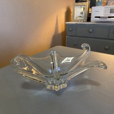 Crystal Art Glass Splash Wave Console Statement Bowl. Vintage. picture