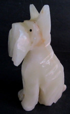 Vintage Carved  Onyx Scotty Dog Figurine, Schnauzer, Terrier, Cream Colored Pet picture