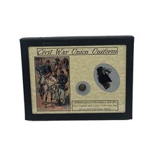Civil War Union Uniform Fabric Piece with Eagle Button in Display Case and COA picture