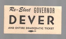 Paul Dever Massachusetts (D) Governor 1948-52 small political poll card picture