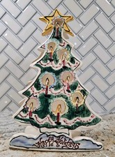 Vintage 2001 Blue Sky Clayworks Heather Goldminc Christmas Tree Tea Light Holder picture