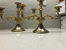 Sheratonn 24K Gold Plated Candlesticks Set Made In Italy Italian Vintage picture