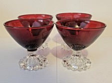 Vintage Berwick Boopie Ruby Red Champagne / Tall Sherbet ANCHOR HOCKING Set of 4 picture