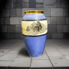 VTG RAS Tillowitz Silesia Germany Porcelain Vase Blue Scenic Landscape Gold Gilt picture