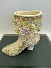 Vintage Victorian Floral Ceramic Boot Shoe, Sculpture Vase  picture