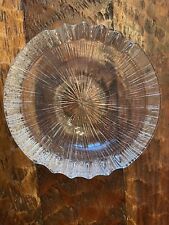 VINTAGE CLEAR TEXTURED ART GLASS ASHTRAY 6.75