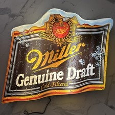 X-Large Vintage Miller Genuine Draft (MGD) lighted bar sign, Winter Theme, Works picture