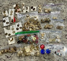 Huge Vintage Button Lot 1.1lb Gold Tone Blazer Metal Rhinestone NOS Cards picture
