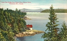 West Vancouver BC - Lions Gate Bridge from Marine Drive - Postcard - circa 1940 picture
