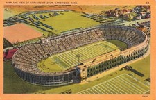 Vintage Airplane View Of Harvard Stadium Cambridge Massachusetts Postcard picture