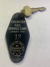 Tidewater Rail Service Hotel Motel Room Key Fob & Key Virginia #12 VERY RARE picture