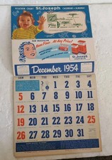 Vintage 1954 Calendar Almanac Dave's Drugs Lewiston Idaho Pharmacy St Joseph’s picture