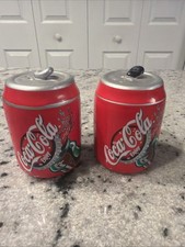 Coca-Cola Ceramic Salt & Pepper Shaker Coke Can Set 3.25