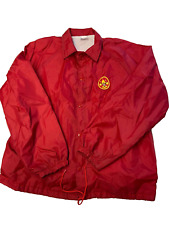 Mens VINTAGE Red BSA Boys Scouts Of America Snap Coaches Jacket Sz L picture