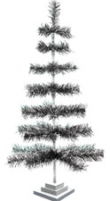 36'' Black/Silver Christmas Tree Tinsel Feather Style Holiday Tree 3FT Table-Top picture