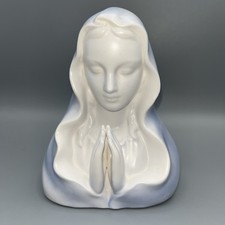 Virgin Mary Madonna Praying Hands Planter Vase Bisque Porcelain Vintage Japan 6