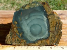 TCR  Blue Mountain Jasper* Rough Slab 106g – Natural Orbs & Streamers | Oregon picture