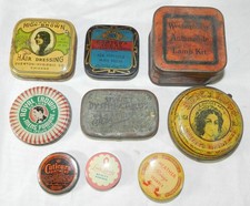 Vintage Lot of 9 Small Advertising Tins - Mazda, Crter's Ideal Typewriter ribbon picture