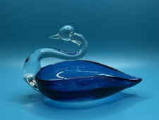 Artmark Cobalt Blue Blown Glass Swan Japan Candy Jewelry Trinket Dish 7.25x4.5