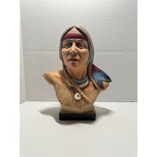 Vintage 1983 Janet Gallagher Signed Native American Indian Woman Bust Statue picture