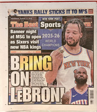 Jalen Brunson NY Knicks vs Lebron James 76ers New York Post 8/12/2026 picture