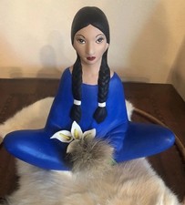 Vintage Alaskan Figurine Hand Painted Native Woman Real Fur  picture