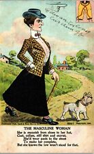 Artist Signed H.H. - The Masculine Woman rhyme Vintage Postcard UU2 picture