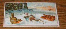 Victorian Trade Card~C.1890s Wooden Puppet Boy Snow Angel with Birds Sample Card picture